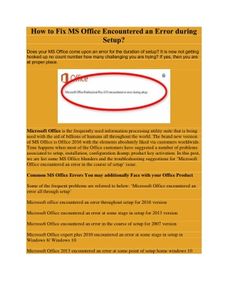 How to Fix MS Office Encountered an Error during Setup?