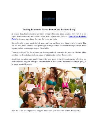 Exciting Reasons to Have a Punta Cana Bachelor Party