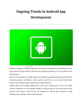 Ongoing Trends In Android App Development