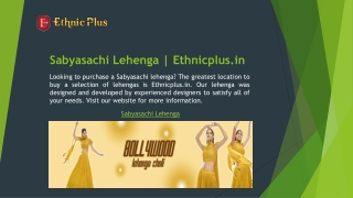 Sabyasachi Lehenga | Ethnicplus.in