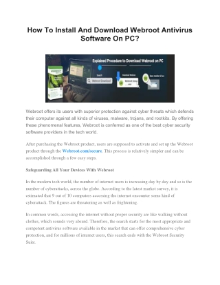 How To Install And Download Webroot Antivirus Software On PC