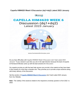 Capella HIM4620 Week 6 Discussion (dq1 dq2) Latest 2023 January