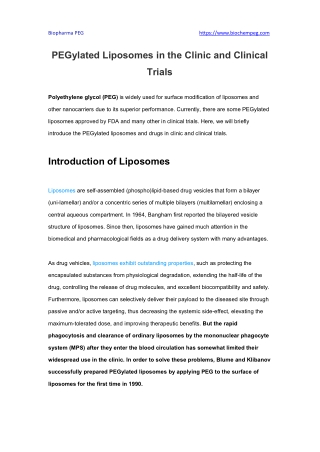 PEGylated Liposomes in the Clinic and Clinical Trials