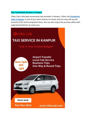 Hire Taxi Rental Services in Kanpur