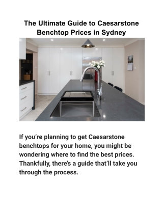 The Ultimate Guide to Caesarstone Benchtop Prices in Sydney