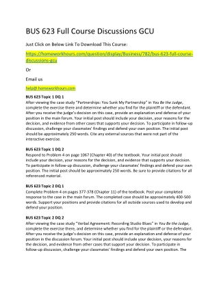 BUS 623 Full Course Discussions GCU