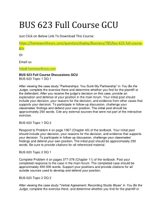 BUS 623 Full Course GCU
