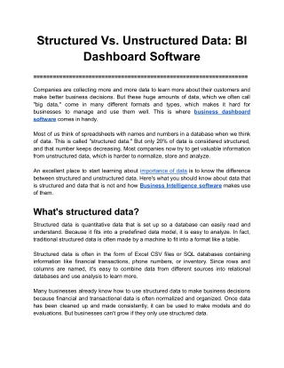 Structured Vs. Unstructured Data_ BI Dashboard Software