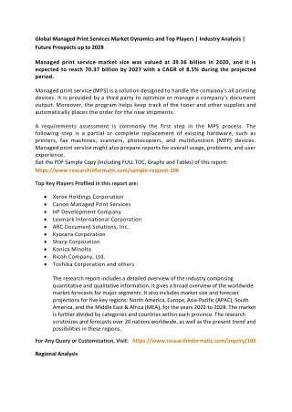 Managed Print Services Market Dynamics