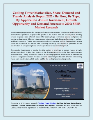 Cooling Tower Market Size, Share, Demand and Trends Analysis Report 2022