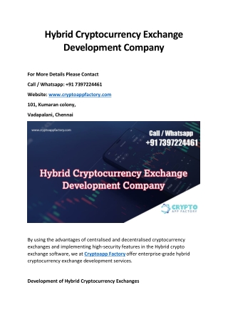 Hybrid Cryptocurrency Exchange Development Company