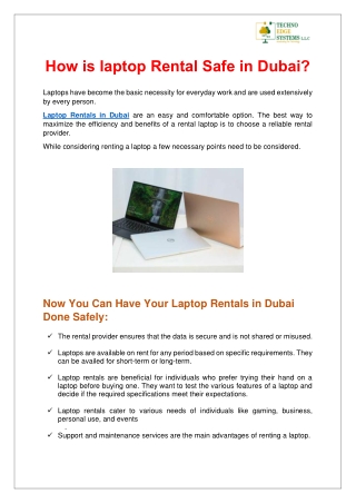 How is laptop Rental Safe in Dubai