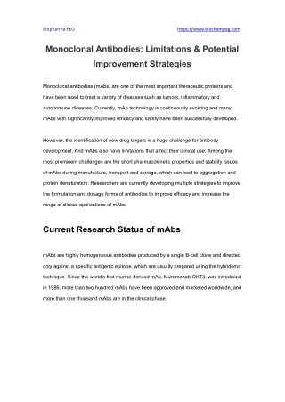 Monoclonal Antibodies Limitations & Potential Improvement Strategies