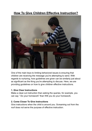 How To Give Children Effective Instruction_