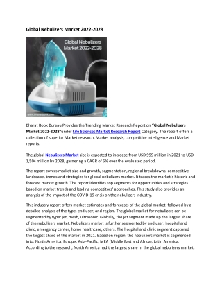 Global Nebulizers Market 2022-2028