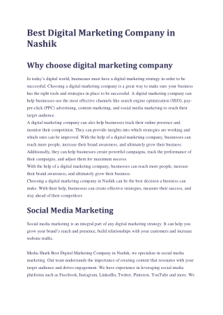 Best Digital Marketing Company in Nashik