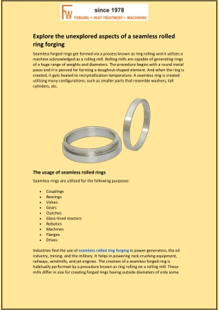 Explore the unexplored aspects of a seamless rolled ring forging