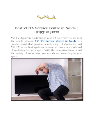 Best VU TV Service Centre in Noida