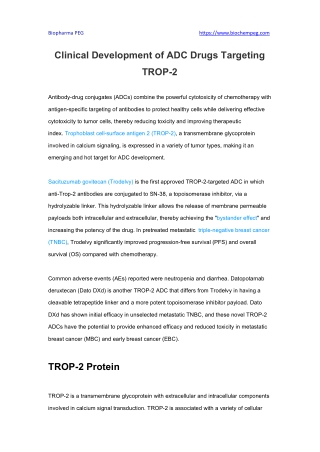 Clinical Development of ADC Drugs Targeting TROP-2