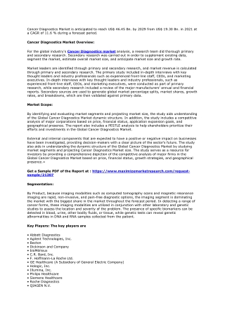 Cancer Diagnostics Market Size, Share, Growth, Demand, Revenue 2029