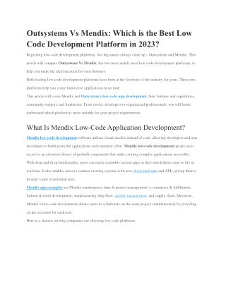 Mendix Vs. OutSystems – Which One Is Better?