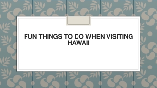 Fun Things to Do When Visiting Hawaii