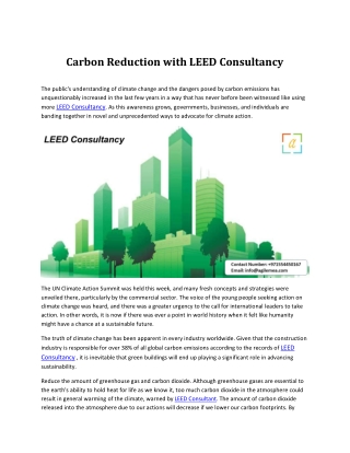 Carbon Reduction with LEED Consultancy