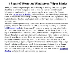 6 Signs of Worn-out Windscreen Wiper Blades