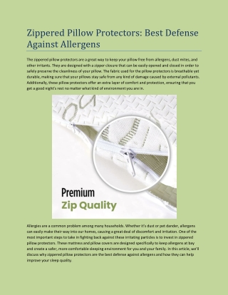 Zippered Pillow Protectors Best Defense Against Allergens