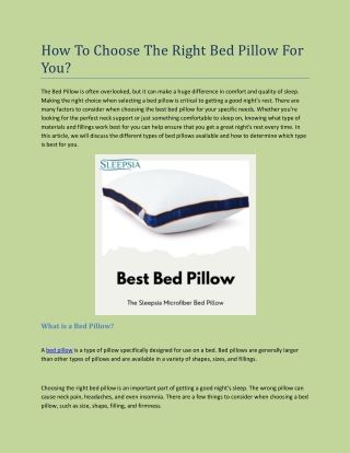 How To Choose The Right Bed Pillow For You