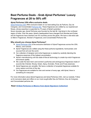 Best Perfume Deals - Grab Ajmal Perfumes’ Luxury Fragrances at 20 to 50% off