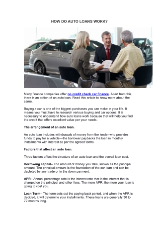 HOW DO AUTO LOANS WORK
