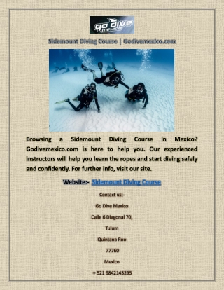 Sidemount Diving Course | Godivemexico.com