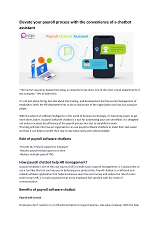 Elevate your payroll process with the convenience of a chatbot assistant