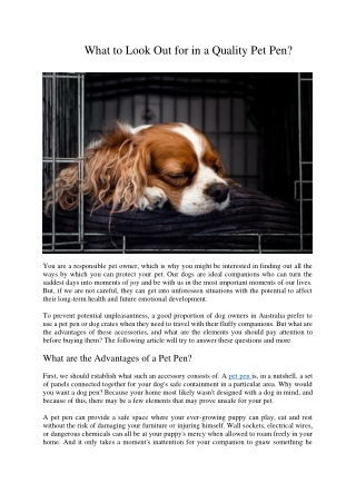 What to Look Out for in a Quality Pet Pen