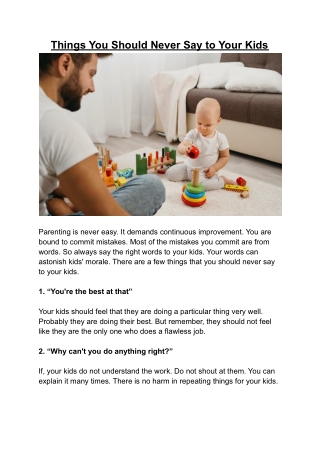 Things You Should Never Say to Your Kids