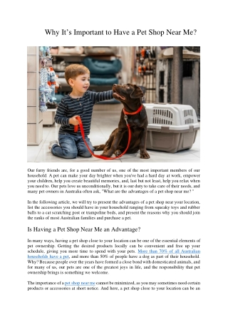 Why It’s Important to Have a Pet Shop Near Me