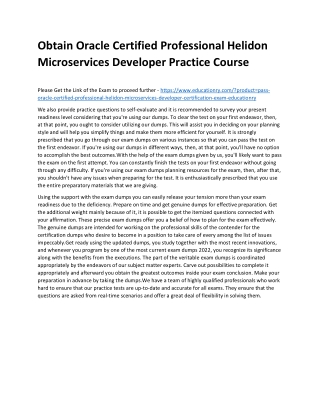 Oracle Certified Professional Helidon Microservices Developer
