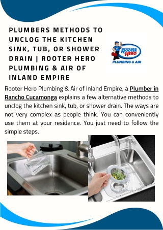 Plumbers Methods To Unclog The Kitchen Sink, Tub, Or Shower Drain  Rooter Hero Plumbing & Air of Inland Empire