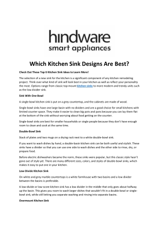 Which Kitchen Sink Designs Are Best