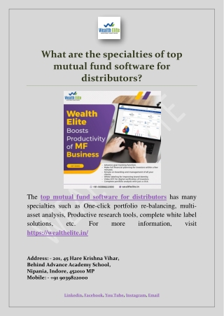 What are the specialties of top mutual fund software for distributors