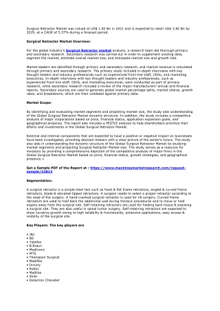 Surgical Retractor Market – Global Industry Analysis and Forecast (2022-2029)