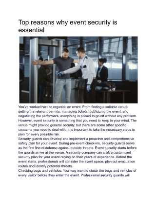 Top reasons why event security is essential