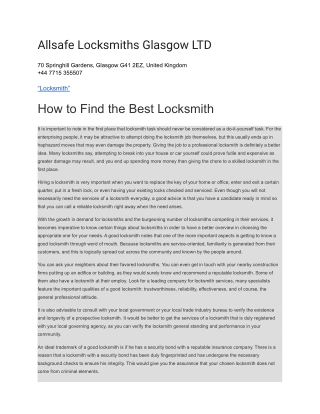 Allsafe Locksmiths Glasgow LTD (1)