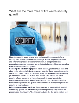 What are the main roles of fire watch security guard