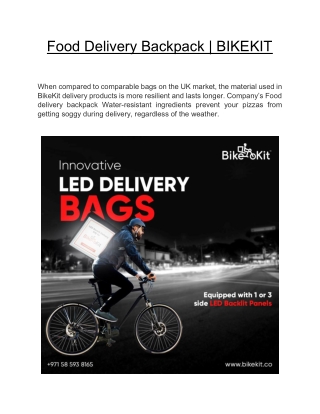 Food Delivery Backpack  | BIKEKIT