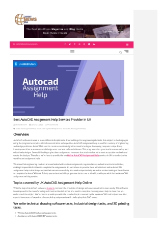 Best AutoCAD Assignment Help Online in UK From Qualified Writers