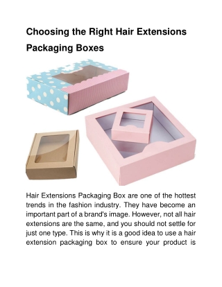 Choosing the Right Hair Extensions Packaging Boxes