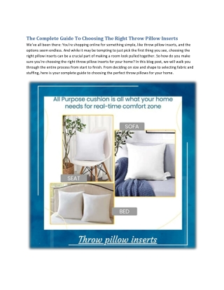 The Complete Guide To Choosing The Right Throw Pillow Inserts