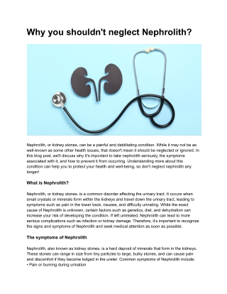 Why you shouldn't neglect Nephrolith?